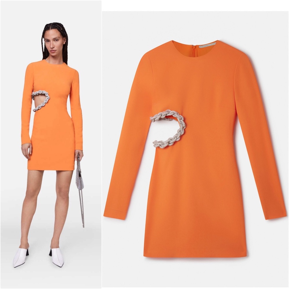 NWT Stella McCartney Crystal Rope Cutout Long Sleeve Cady Minidress $2,500